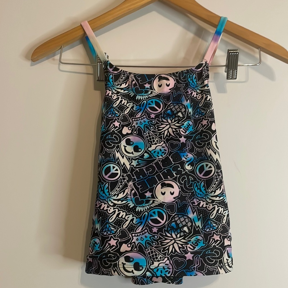 Wonder Nation Emoji and peace sign tankini Sz L EUC